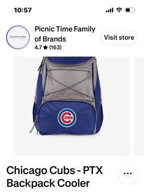 Picnic Time Chicago Cubs PTX Blue and Gray Backpack Cooler